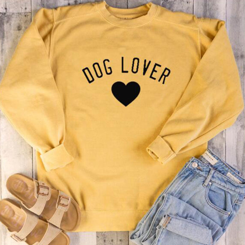 Round Neck Cotton Sweatshirt - DOG LOVER Fashion