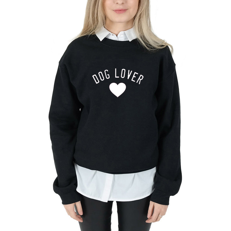 Round Neck Cotton Sweatshirt - DOG LOVER Fashion