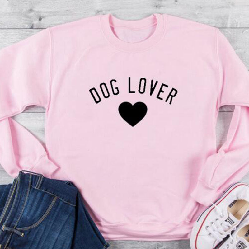 Round Neck Cotton Sweatshirt - DOG LOVER Fashion