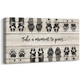 ARTINME Dog Lover Sign Wall DecorTake A Moment to Paws sign Pet Paw Print Artwork Footprints Canvas Wall ArtFramed Animal prints Puppy Gifts for Front Door home decoration (Black)