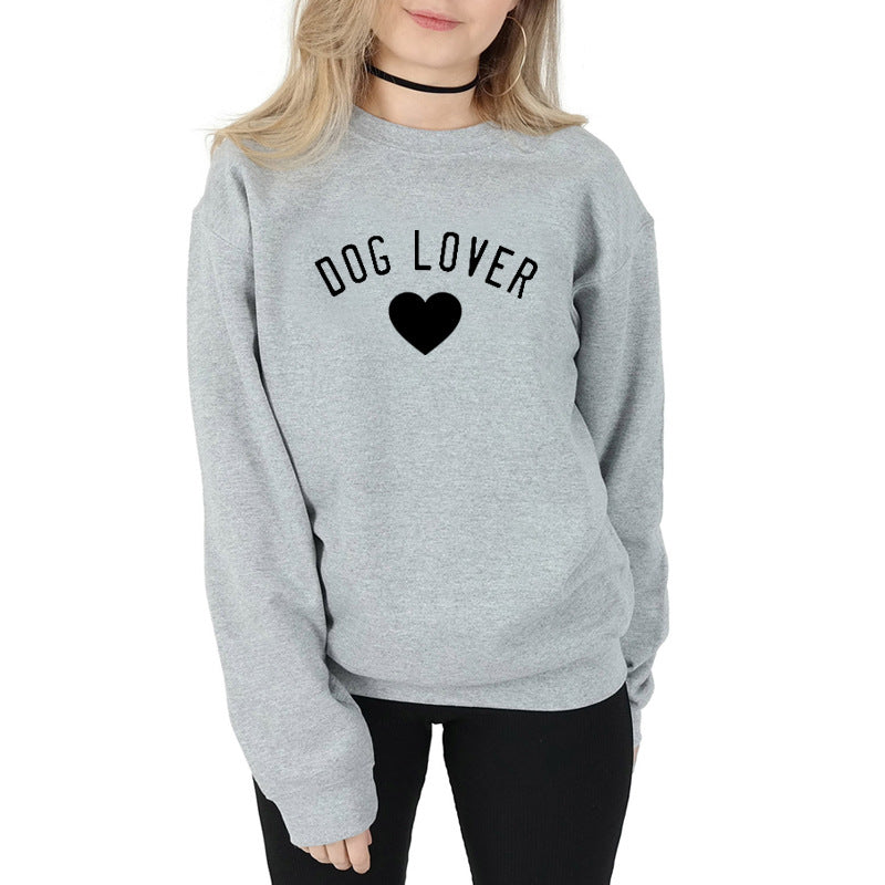 Round Neck Cotton Sweatshirt - DOG LOVER Fashion