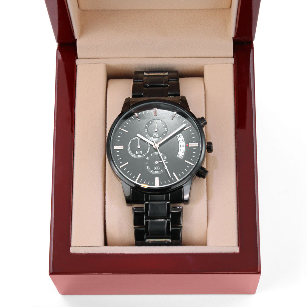 Engraved Watch We've Got Your Six (Charcoal Black) – Men's Watch