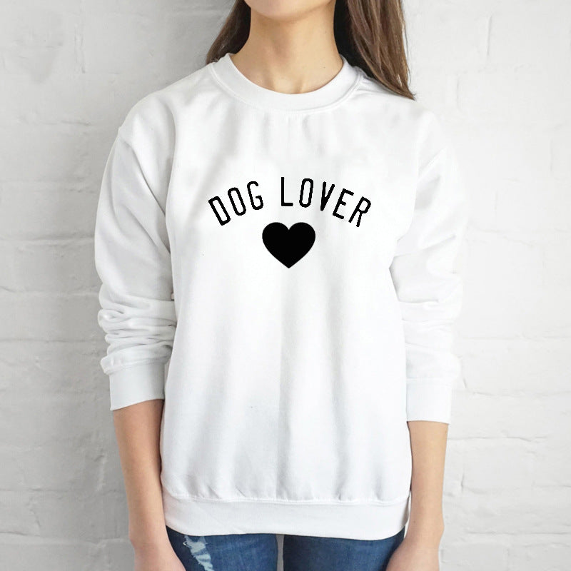 Round Neck Cotton Sweatshirt - DOG LOVER Fashion