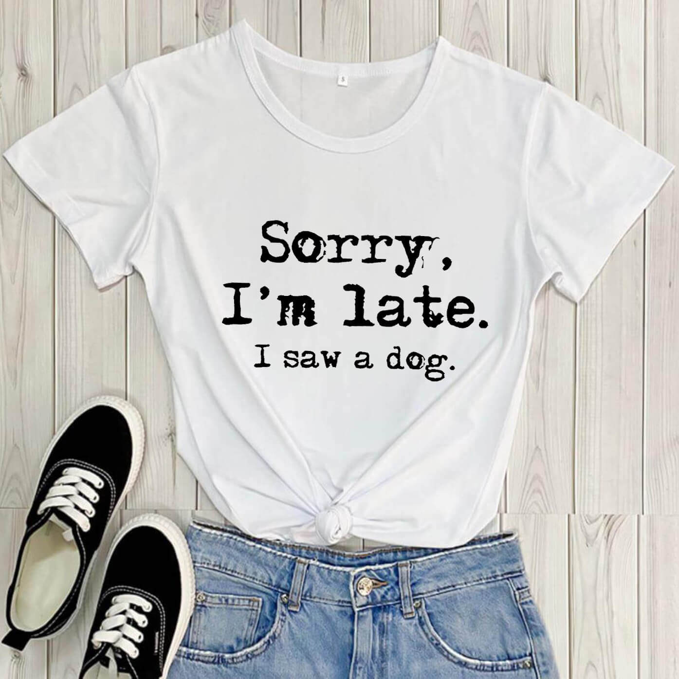 Dog Lover Letter Print T-Shirt